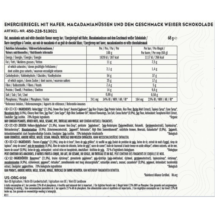 CLIF Barre Noix de macadamia au chocolat blanc