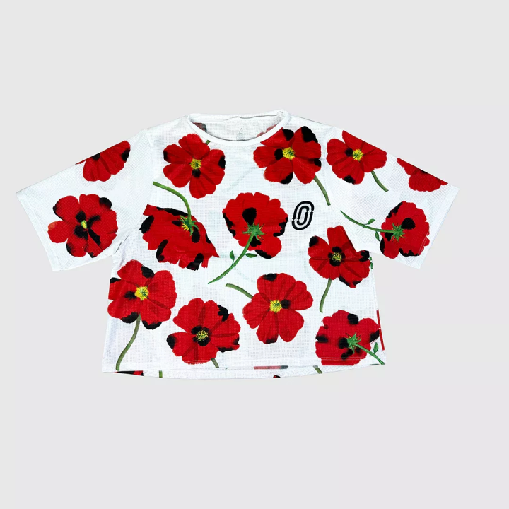 Ostroy - Crop top vélo Red Poppies
